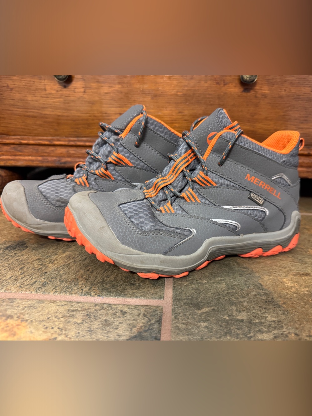 Merrell Kids Gray and Orange Trail Boots